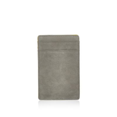 Grey leather yellow edge cardholder